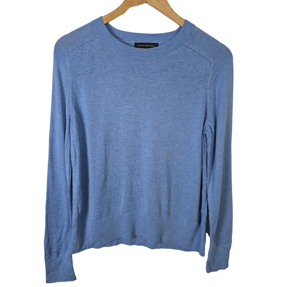 Banana Republic Womens Medium Light Blue Crew Neck Long Sleeve Knit Sweater